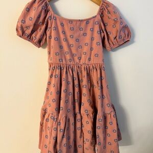 Floral Sleeve Kids Dress - Pink and Blue